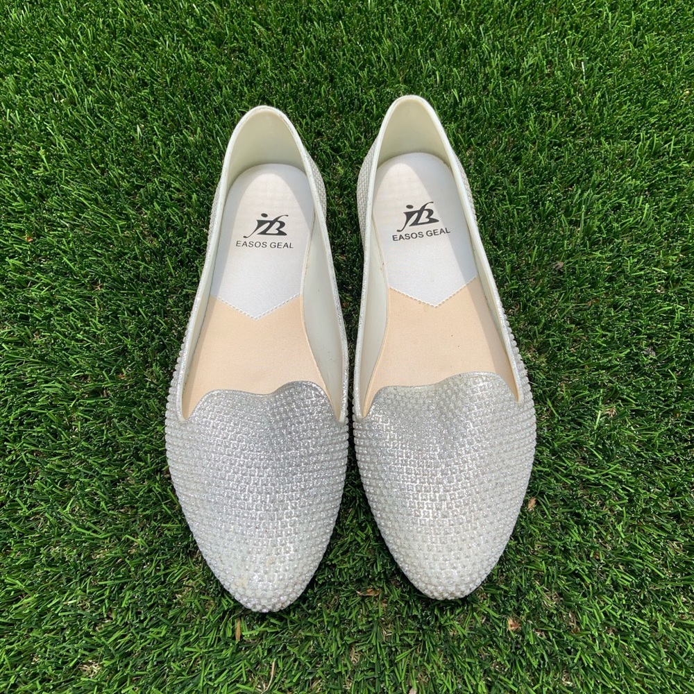Silver flats shoes